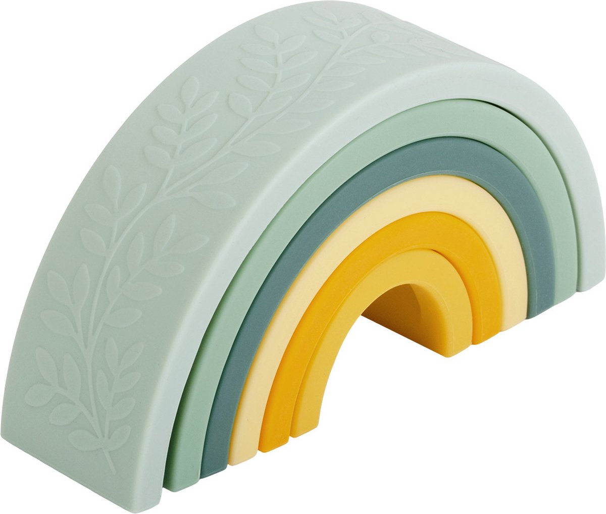 Siliconen regenboog stapelspeelgoed: sage | A Little Lovely Company